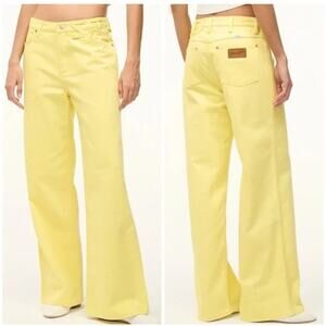 NWT Wrangler x Staud The Loose Low Rise Wide Leg Jeans Yellow Women's W26 X L32